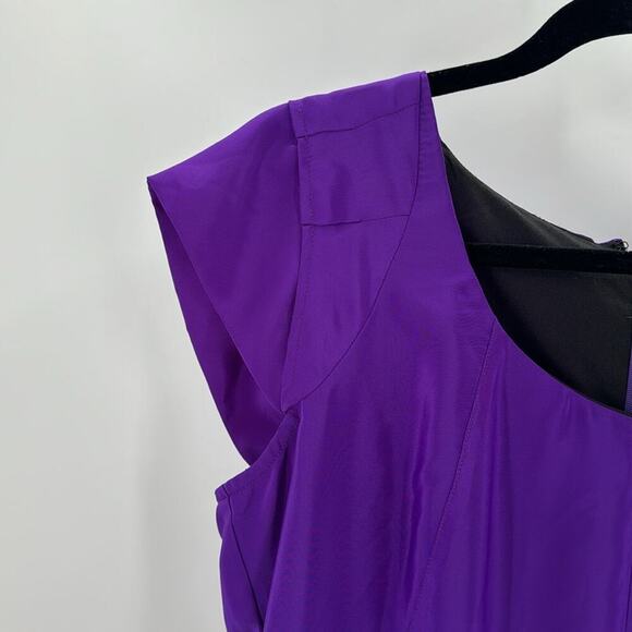 ASOS shimmer purple dropped waist cap sleeve side pockets mini dress versatile - Picture 5 of 10